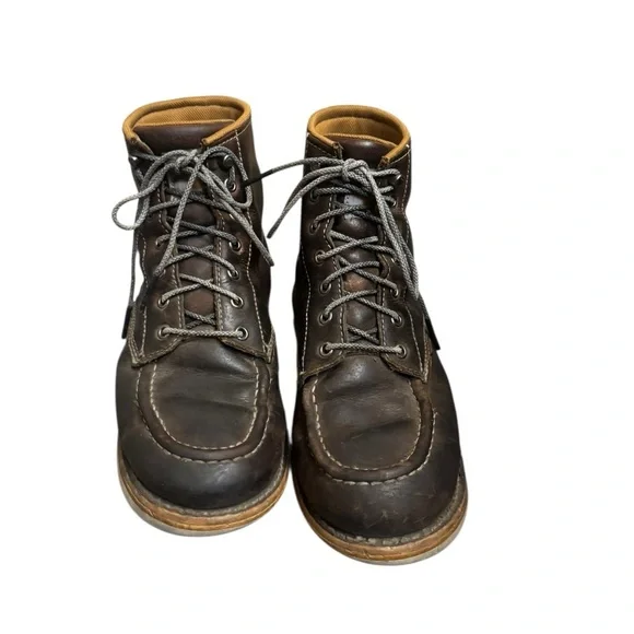 CARHARTT Men's Brown Leather Waterproof Moc Toe Wedge Work Boots Size 9 Outdoors - Picture 5 of 16